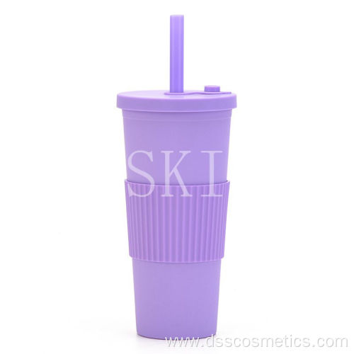 2022 New large capacity double layer plastic cup big Hole straw Portable outdoor straw cup